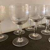 10 blown and engraved stemmed glasses