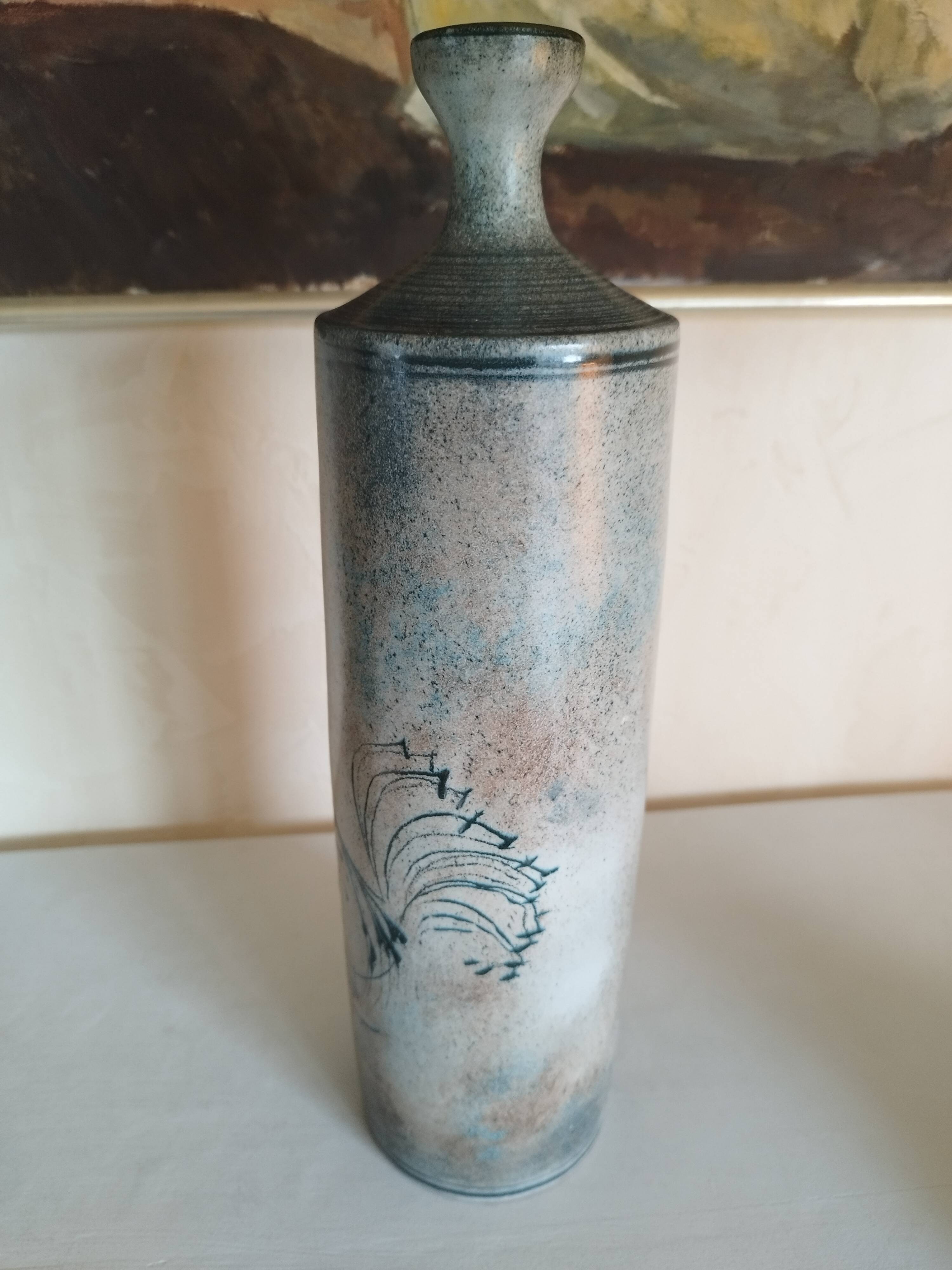 Bottle vase with a rooster design Atelier Roy Montgolfier