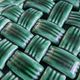 Woven green ceramic trivet in Vallauris style