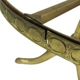 Table basse, d'appoint ronde en marbre et laiton
