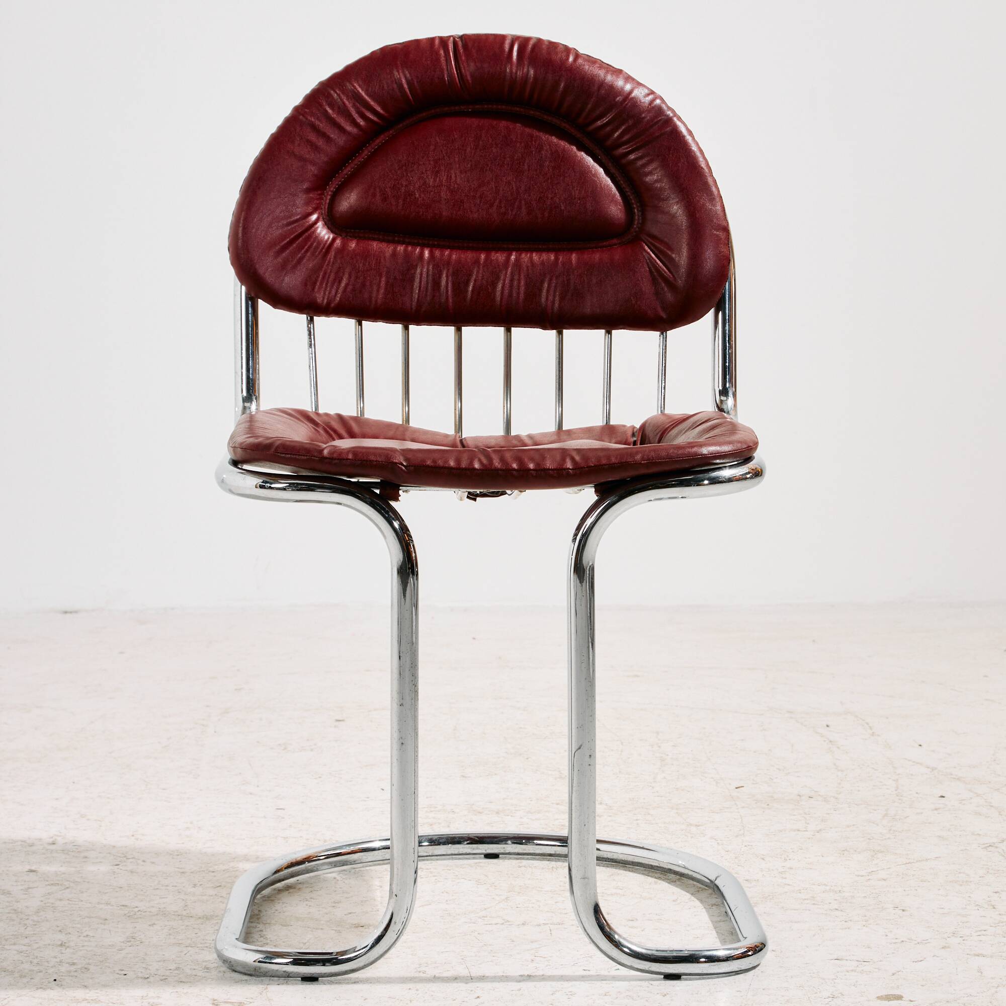 Italian chrome and leather dining set by Gastone Rinaldi, set of 7.