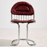 Italian chrome and leather dining set by Gastone Rinaldi, set of 7.