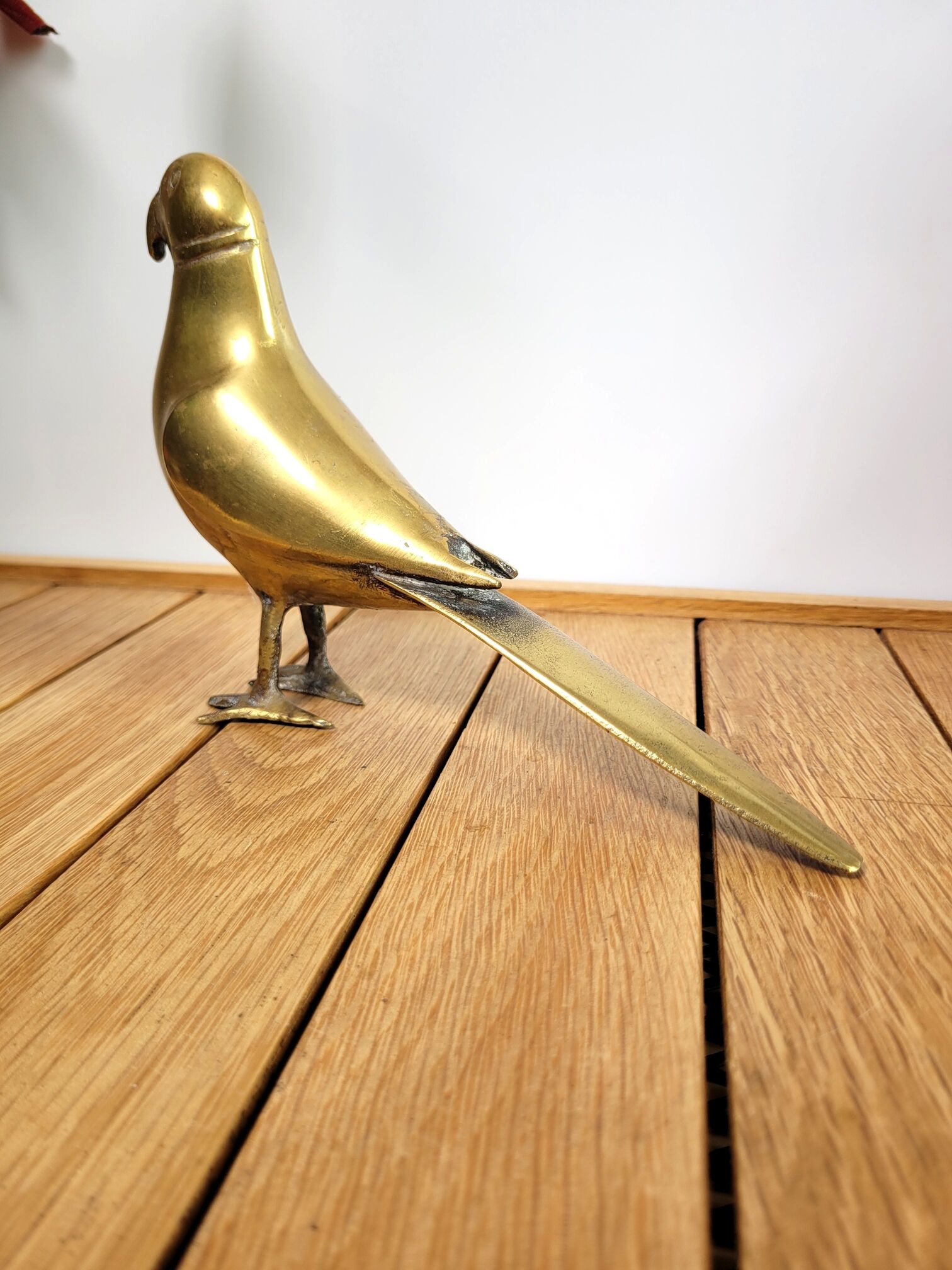 Bird statuette in brass parrot parakeet