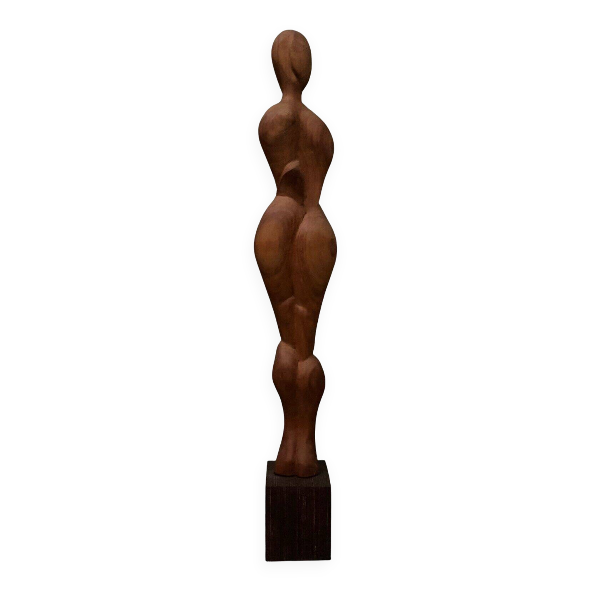Carved wooden sculpture of a woman by Calin Hentea, 20th century