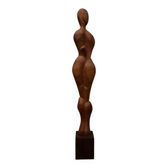 Carved wooden sculpture of a woman by Calin Hentea, 20th century