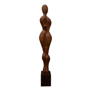 Carved wooden sculpture of a woman by Calin Hentea, 20th century