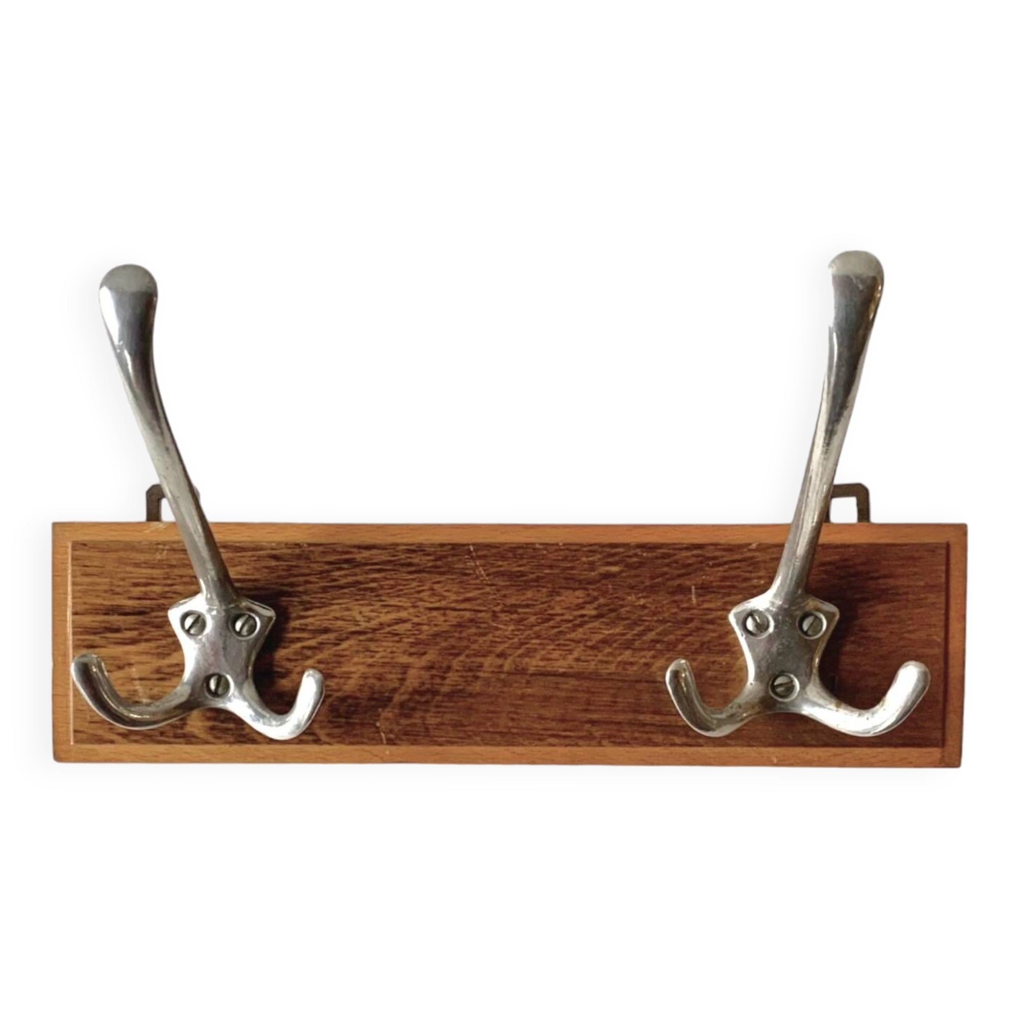 Vintage wooden wall coat rack - 2 hooks