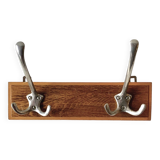 Vintage wooden wall coat rack - 2 hooks