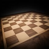 Walnut and maple chessboard