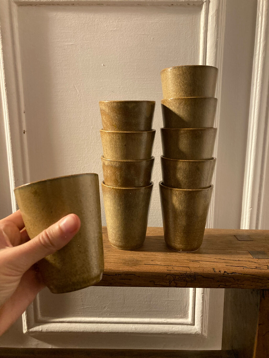 10 Digoin stoneware cups