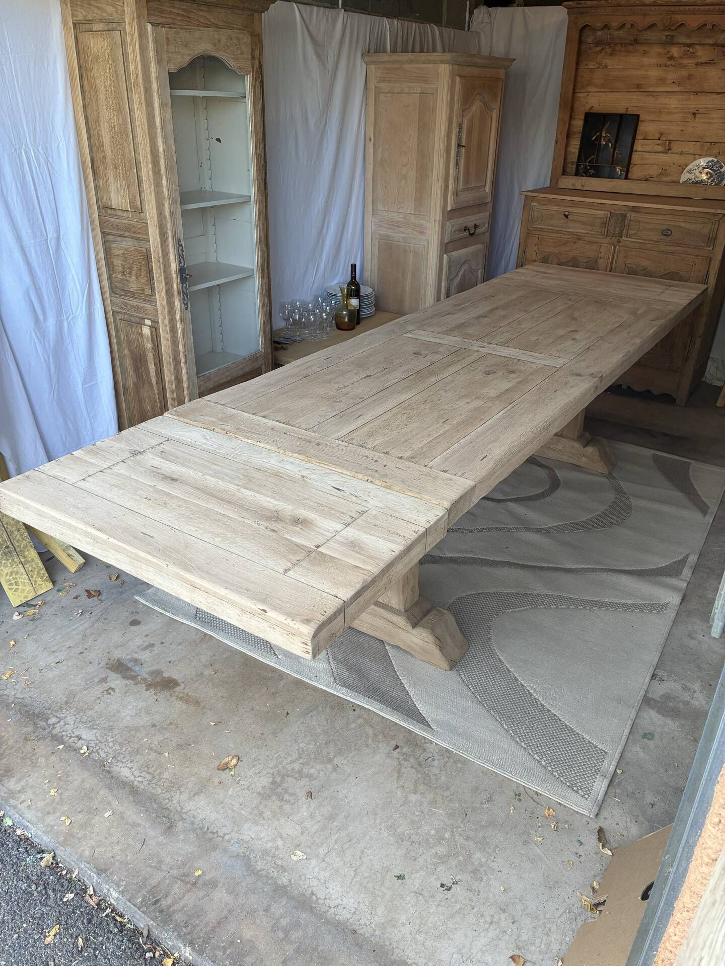 Monastery table with extensions in solid oak