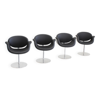 Lot de 4 chaises de salle à manger Artifort Little Tulip par Pierre Paulin noir