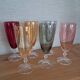 6 coloured crystal champagne flutes