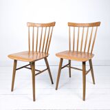 Lot de 2 chaises vintage Mid-Century à barreaux en bois design danois rétro