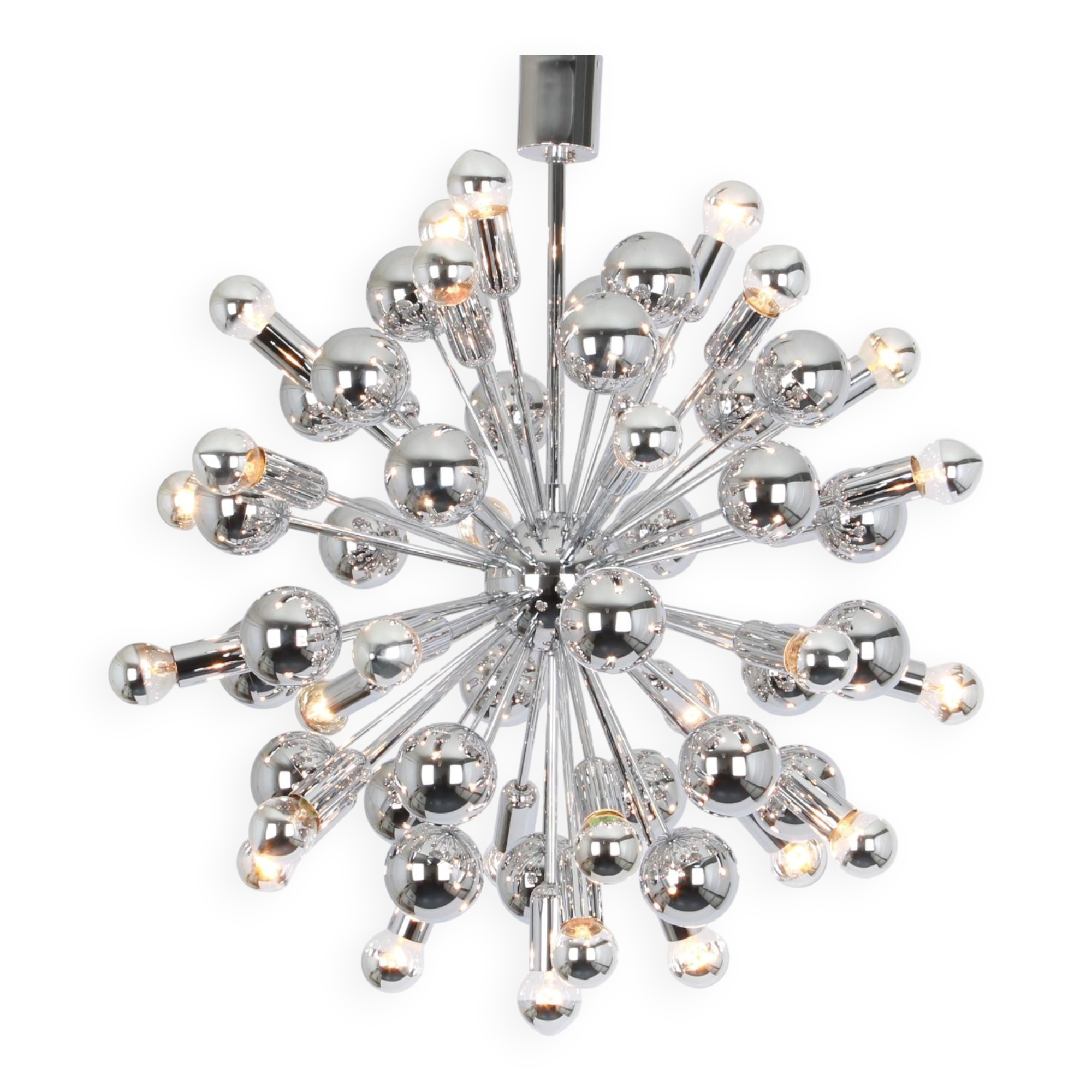Grand Sputnik chrome chandelier in space style by Cosack, Germany, 1970s.