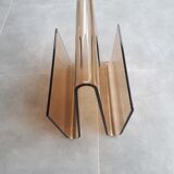Newspaper holder, Lucite, 70s
