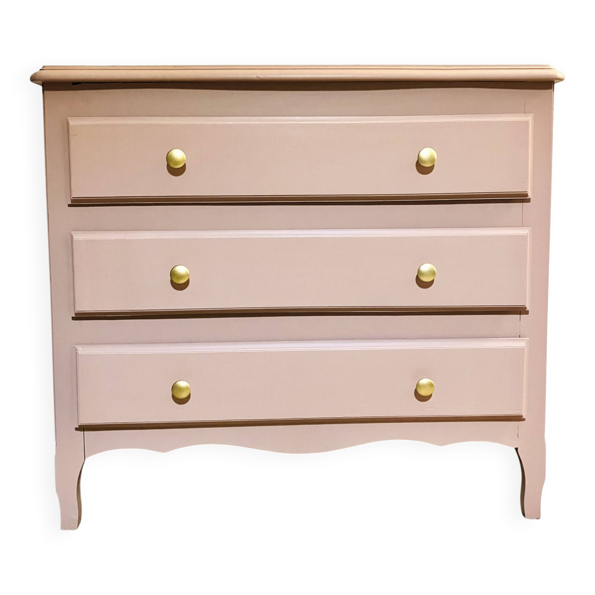 Antique pink wooden chest of drawers