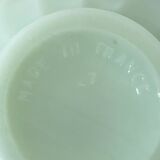 Mint Green Opaline Coffee Cup and Saucer with Swirl Motif, Vintage Art Deco