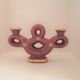 Double art deco lamp foot in bordeaux and gold ceramics