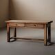 Antique work table/console in solid oak, Auvergne, circa 1900