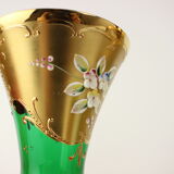 Bohemia glass vase, high enamel,gold,1950s, czechoslovakia