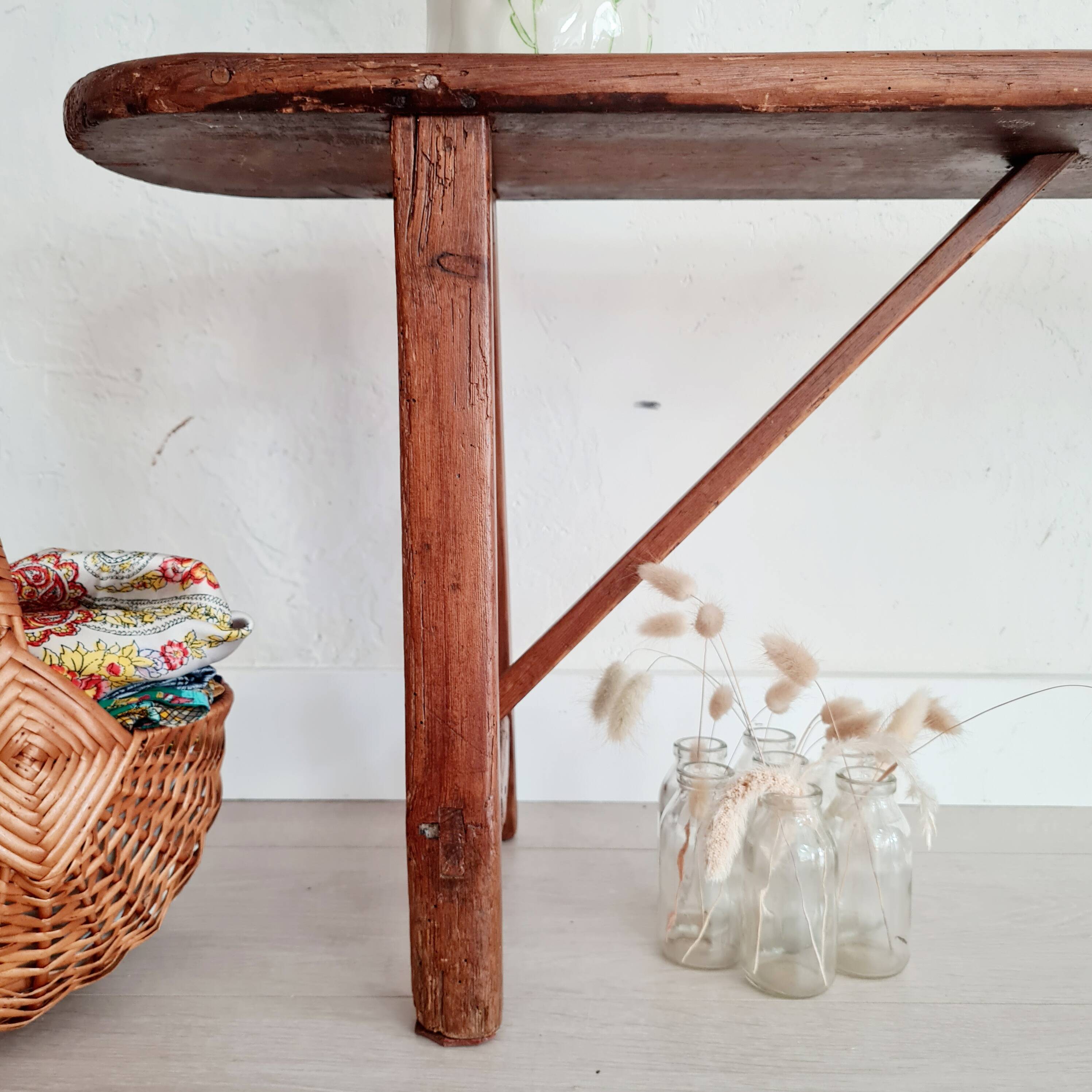 Old wooden farm bench
