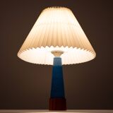Turquoise Stoneware Table Lamp Teak base 1960s