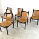 Vintage italian sling leather dining chairs, 1960s