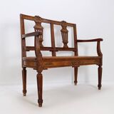 Banc de style néoclassique sculpté de lyres sur le dossier - 20e siècle