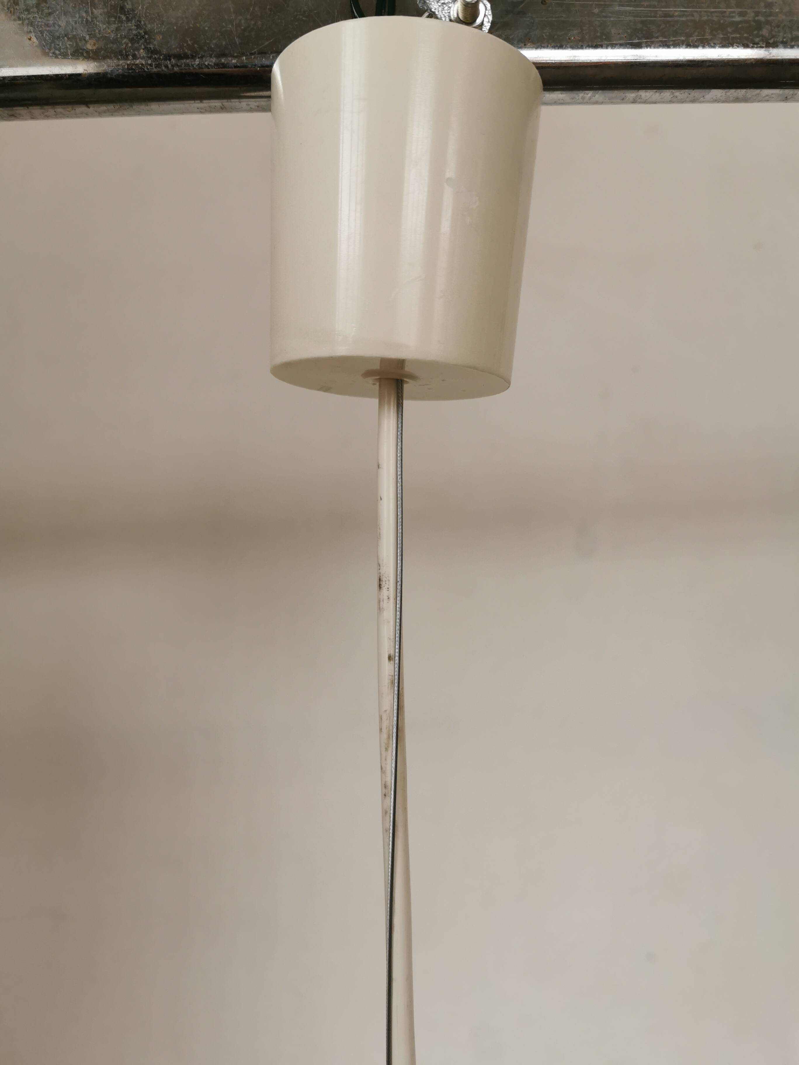 White opaline ball pendant light from the 50s