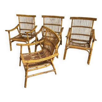 Suite de fauteuils rotin bambou