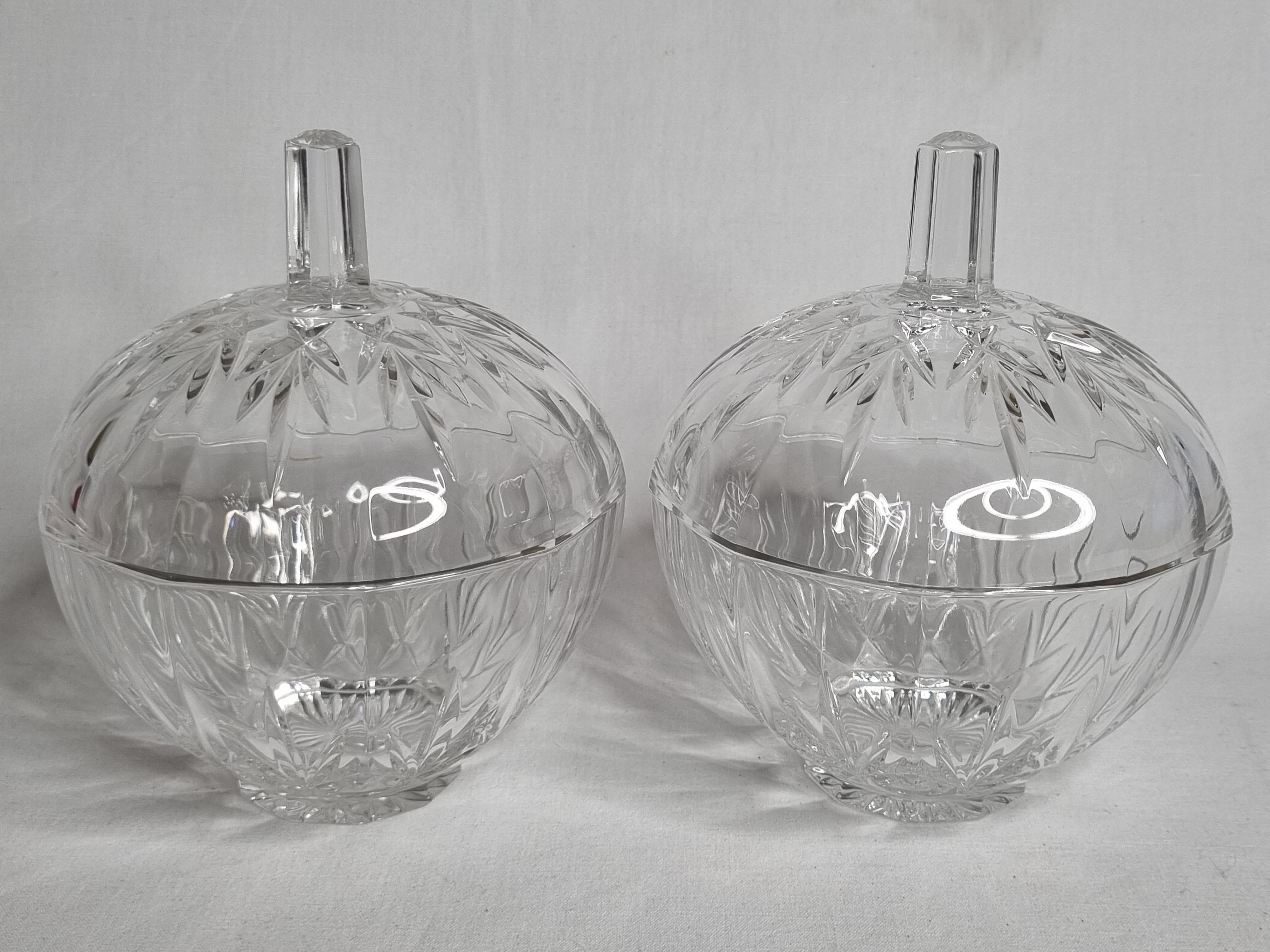 Pair of crystal candy boxes, Italy
