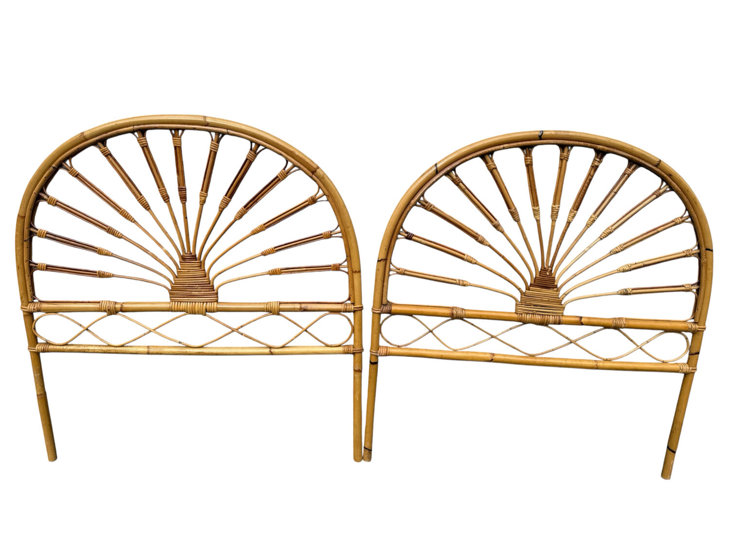 Pair of 1960s rattan headboards from France