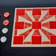 Tic-tac-toe game, enameled ceramic, Italy, 1980