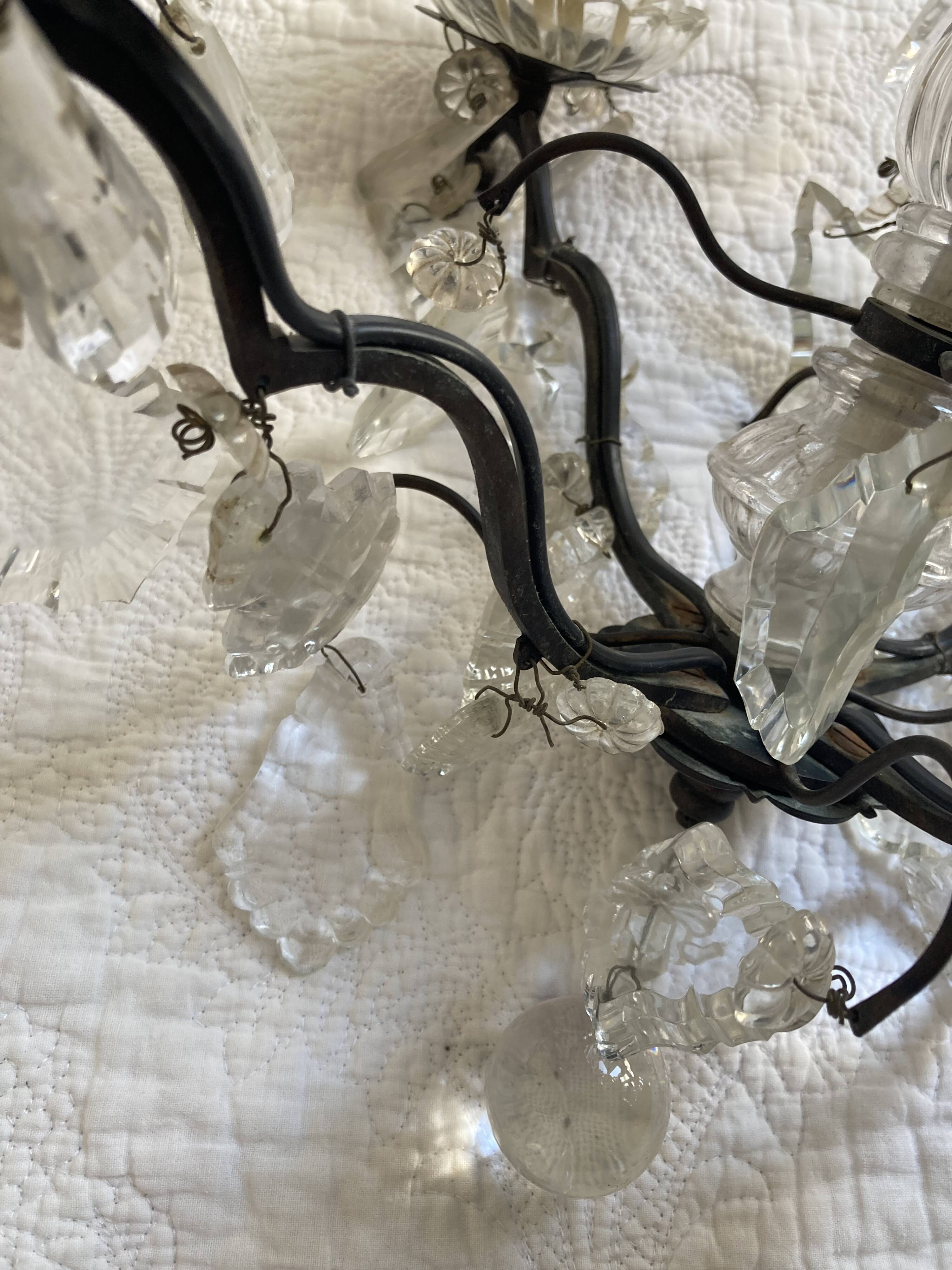 Lustre vintage à pampilles 4 branches