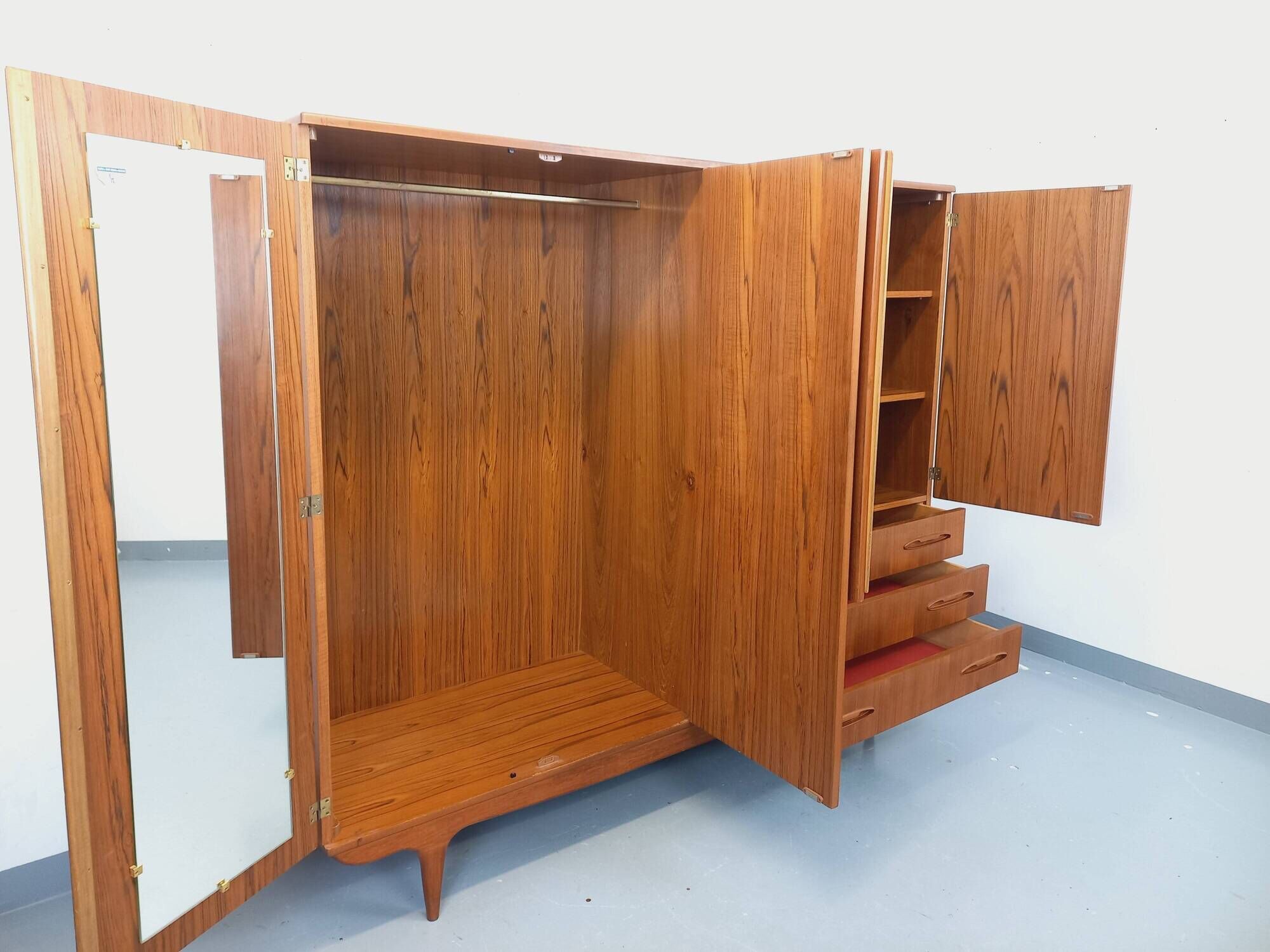 Vintage Scandinavian teak wardrobe from the 1960s.