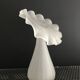 Vintage satin white glass vase with a wavy corolla