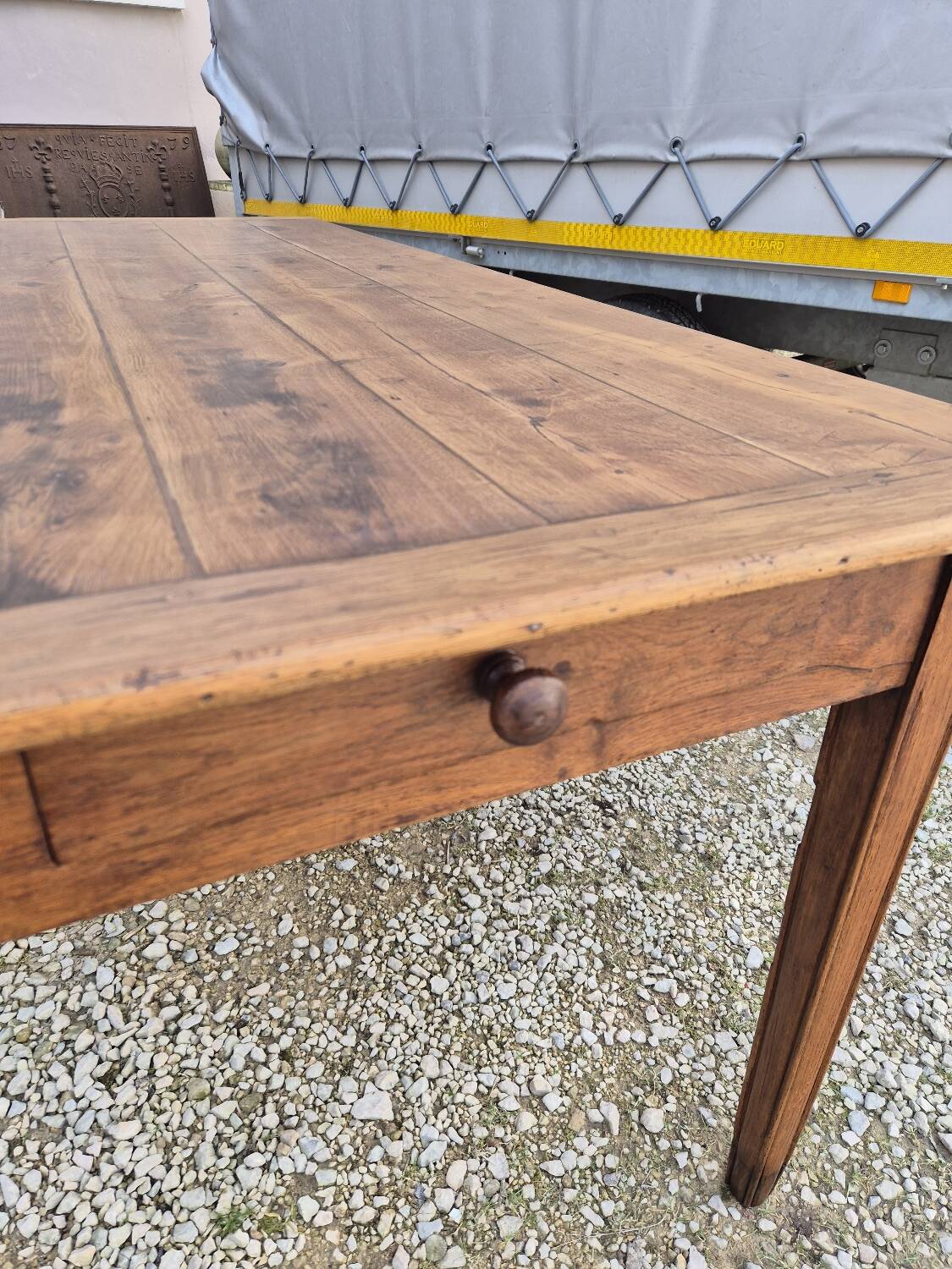 Antique rustic farmhouse table in solid oak, 19th century