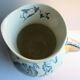 Art Nouveau toilet broc, blue-grey Iris décor, signed Longchamp