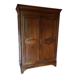 Small wardrobe in solid walnut period Consulate around 1830