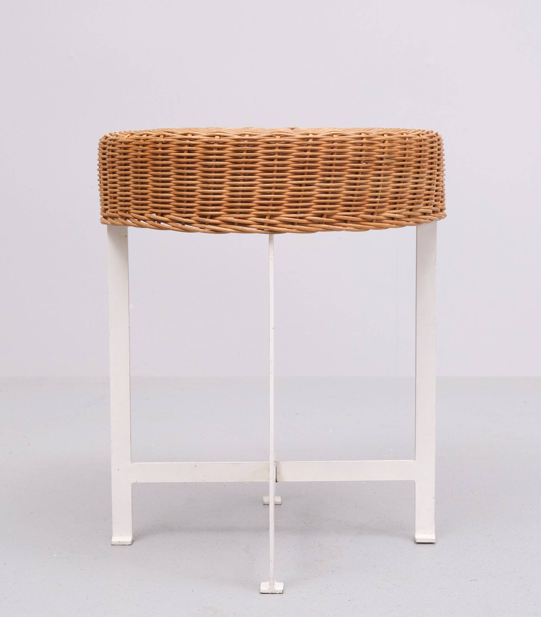 Vintage Steel base Wicker Stool 1960s
