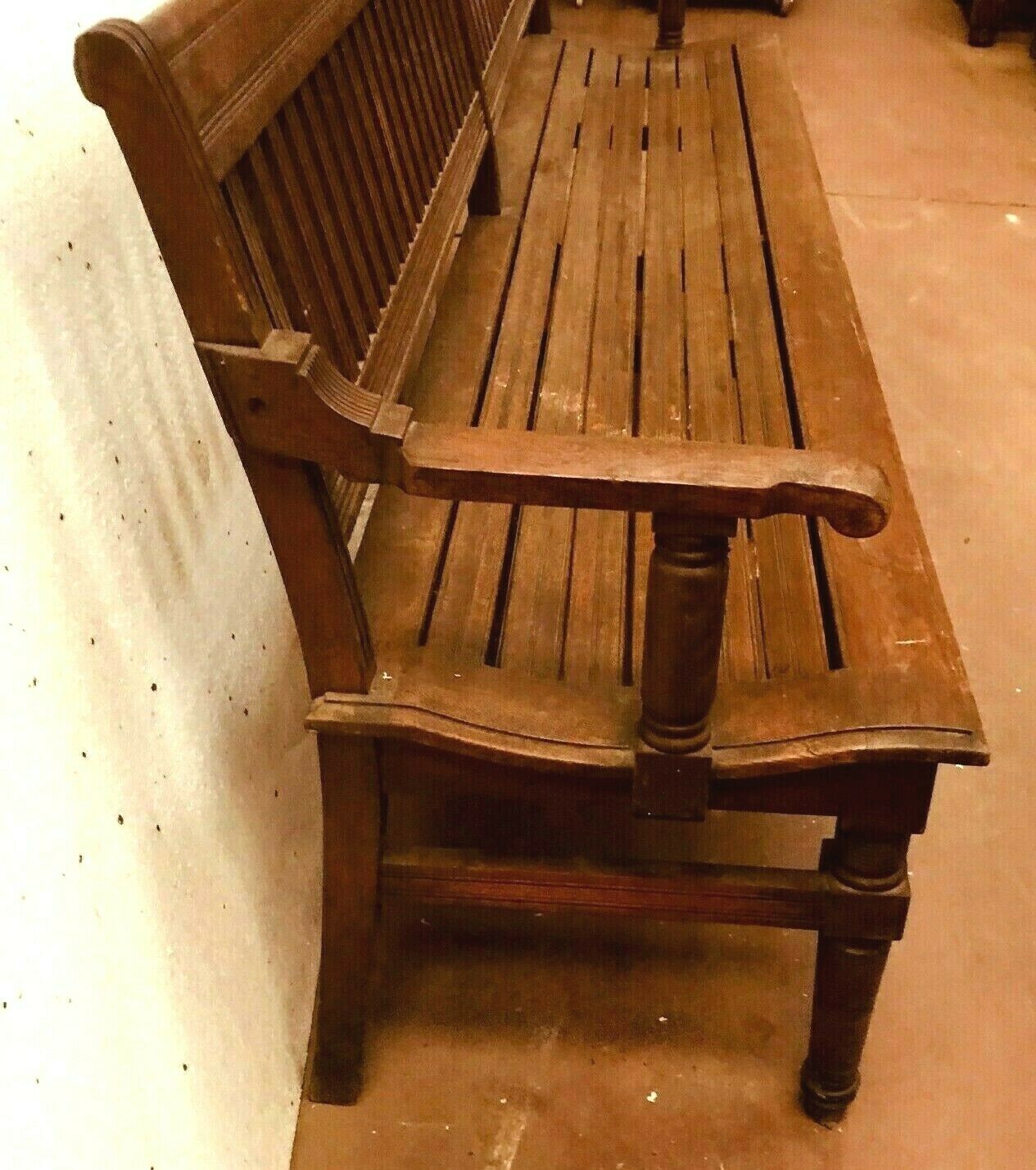 Louis XVI style bench in massive mahogany 20century Double bench