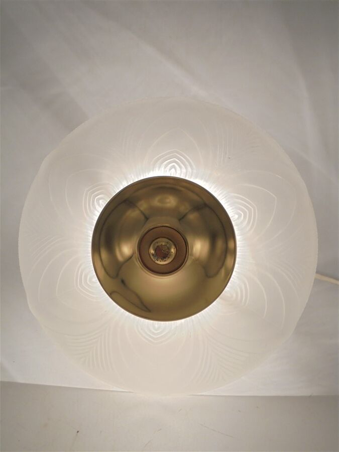 Glass and gilded metal ceiling lamp