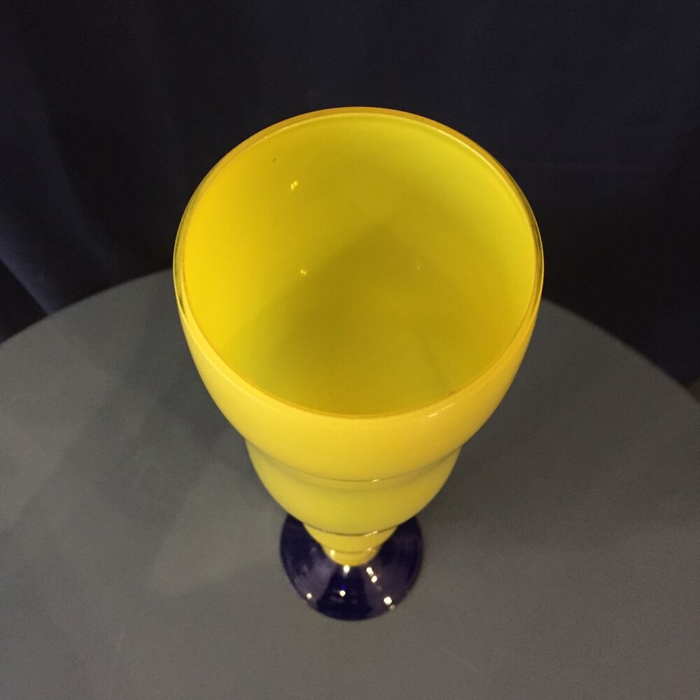Yellow and cobalt blue two-tone soliflore vase