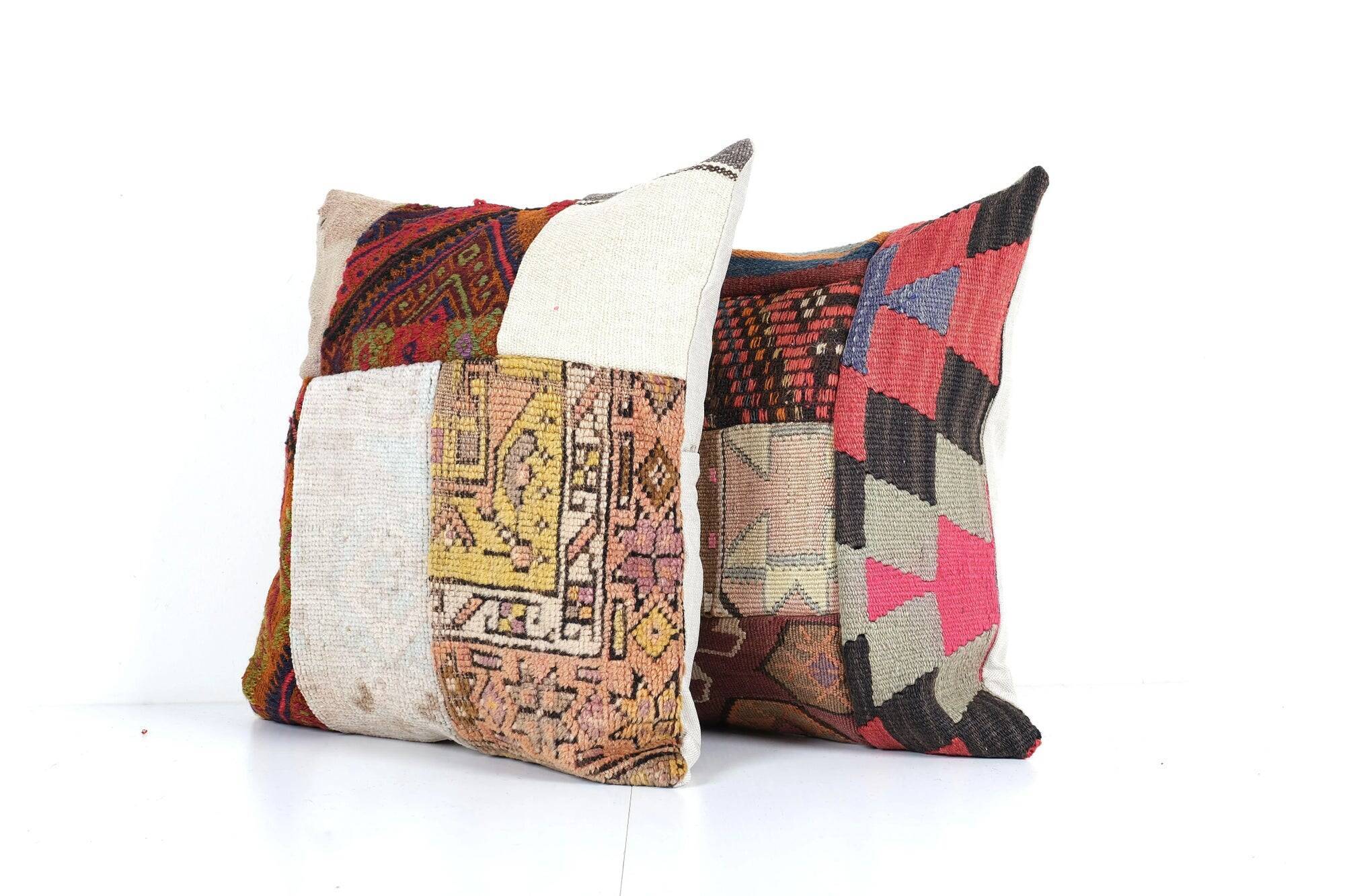 Set of 2 vintage kilim cushion covers 48x48 cm