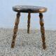 Old tripod stool in solid oak turned 1950 1960