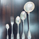 Silver metal housewife comprising 38 christofle pieces, model vendome coquille