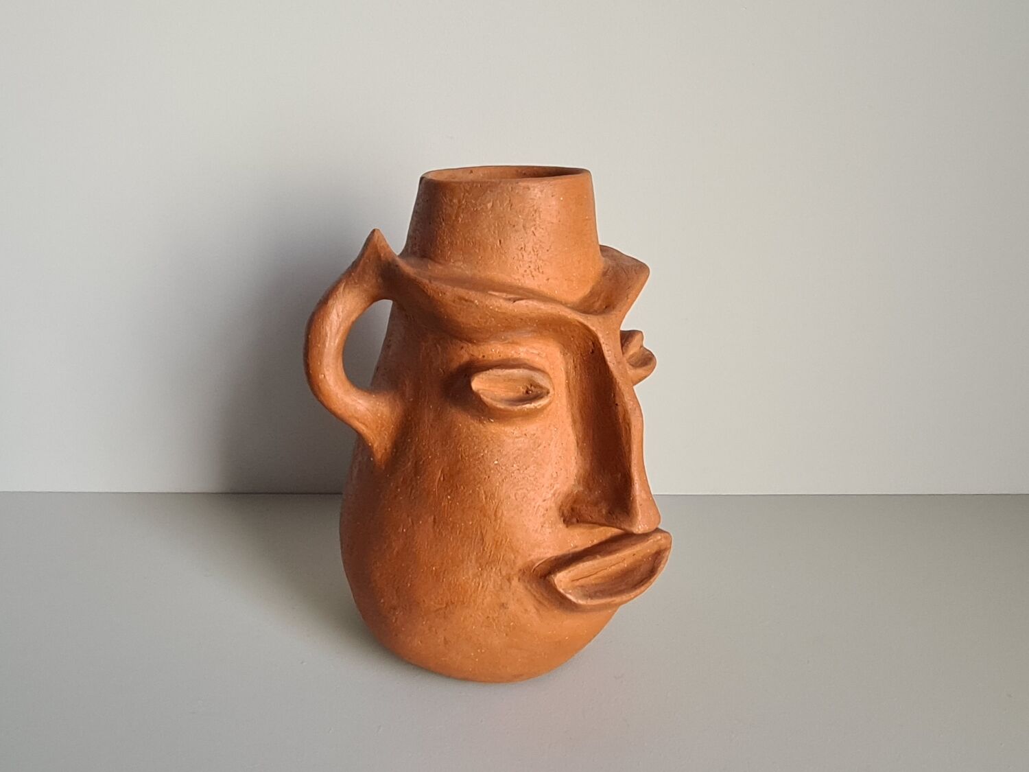 Face-shaped terracotta sculpture vase / 60s / vintage / art / Mid-Century / 20th century