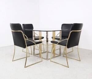Vintage brass and glass dining table, 1970s