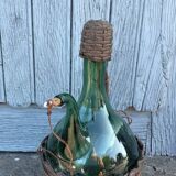 Vintage Green Italian Hand Blown Glass Wine Decanter with Ice Chamber
